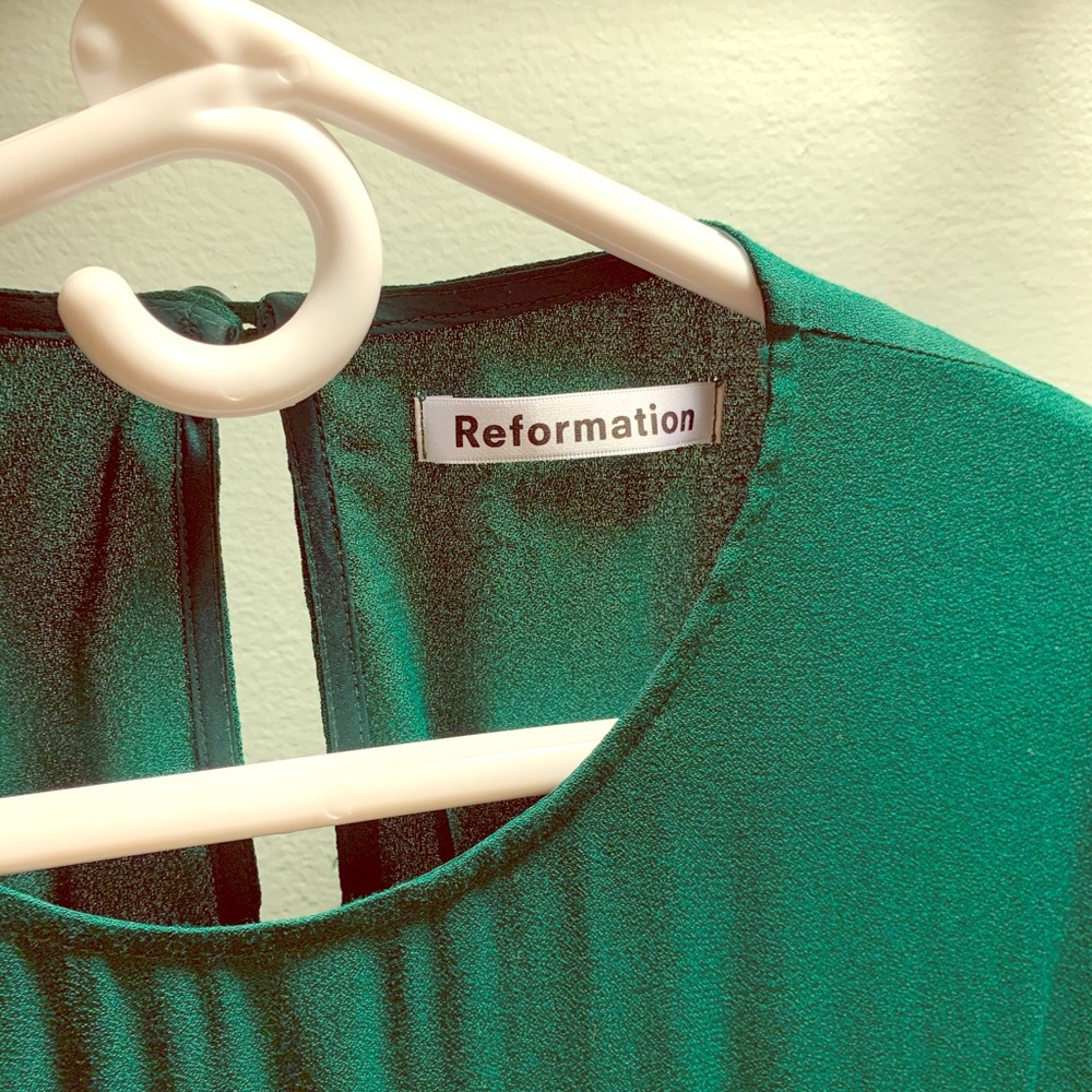 Reformation backless green dress